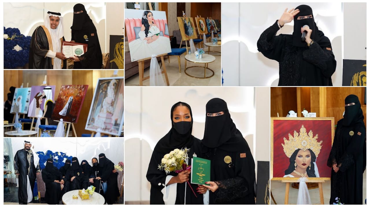 الفنانة التشكيلية تغريد الطاسان تبهر التشكيليين بمعرضها الجميل ”عرس”