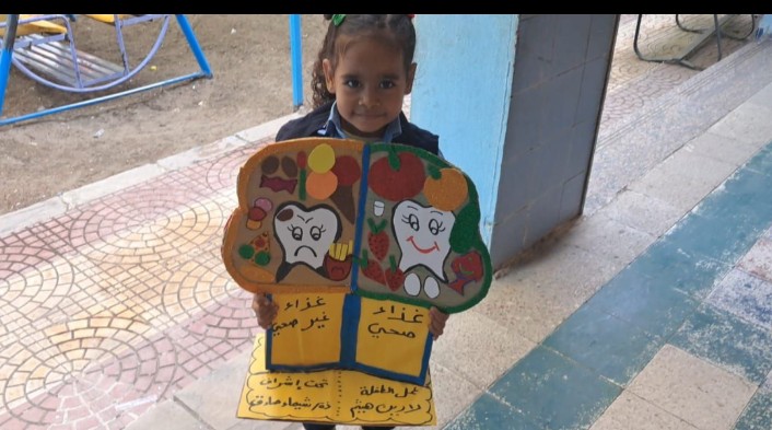 "غذاء صحى وغذاء غير صحى "نشاط تعليمي برعاية توجية رياض الأطفال بمدرسة الأنصارى بكوم امبو